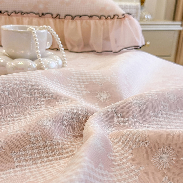 91家纺网 家纺一手货源 找家纺 （总）网红馆（ck家纺） 2026新款冰丝夏被床裙款凉席三件套-恋夏花开