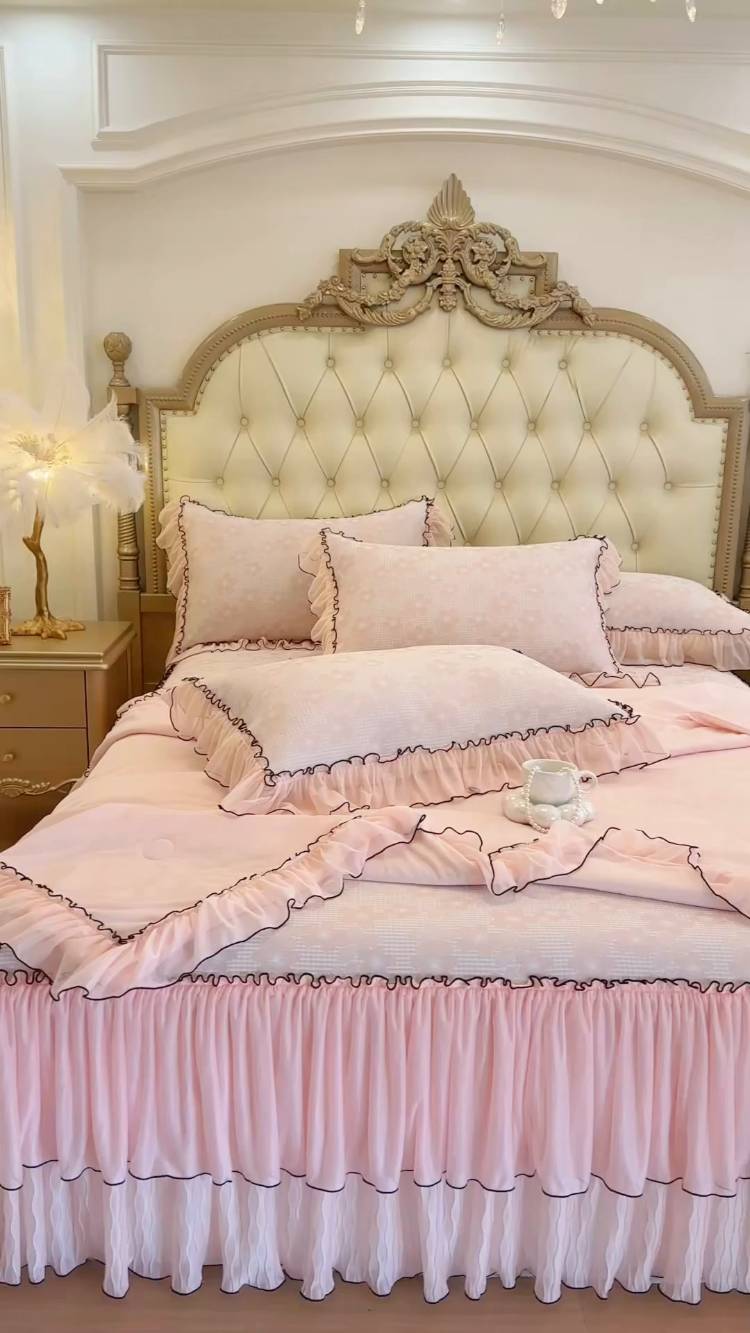 91家纺网 家纺一手货源 找家纺 （总）网红馆（ck家纺） 2026新款冰丝夏被床裙款凉席三件套-恋夏花开