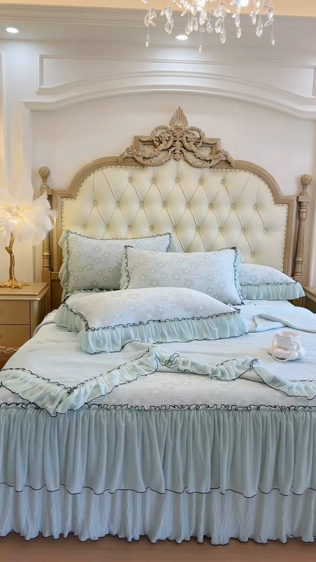 91家纺网 家纺一手货源 找家纺 网红馆（ck家纺） 2026新款冰丝夏被床裙款凉席三件套-恋夏花开 恋夏花开-绿