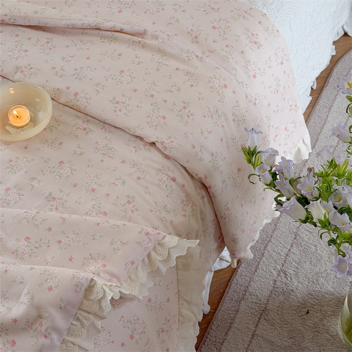 91家纺网 家纺一手货源 找家纺 暖生活 2026新款全棉花边款大豆夏被夏凉被空调被 粉樱花屿