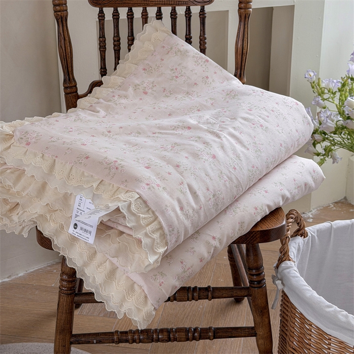 91家纺网 家纺一手货源 找家纺 暖生活 2026新款全棉花边款大豆夏被夏凉被空调被 粉樱花屿