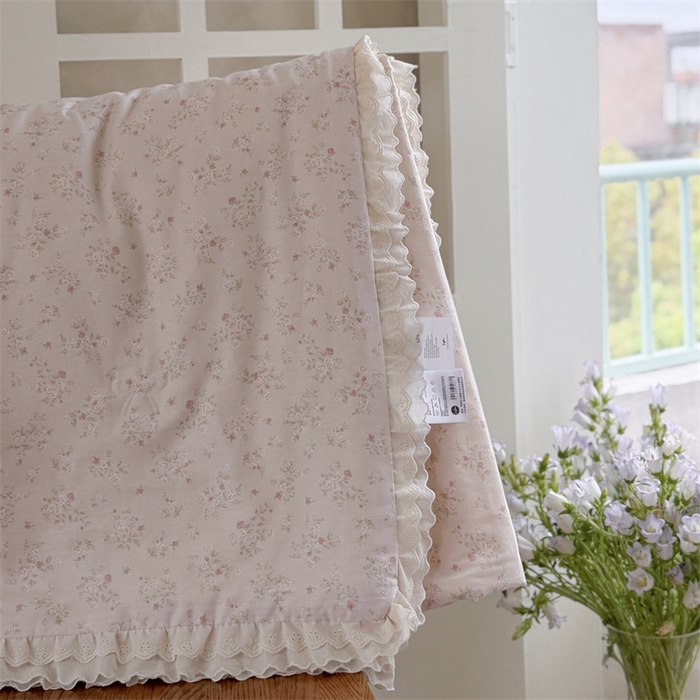 91家纺网 家纺一手货源 找家纺 暖生活 2026新款全棉花边款大豆夏被夏凉被空调被 粉樱花屿