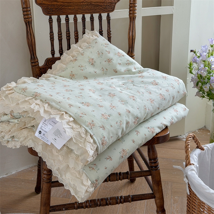 91家纺网 家纺一手货源 找家纺 暖生活 2026新款全棉花边款大豆夏被夏凉被空调被 薄荷碎花