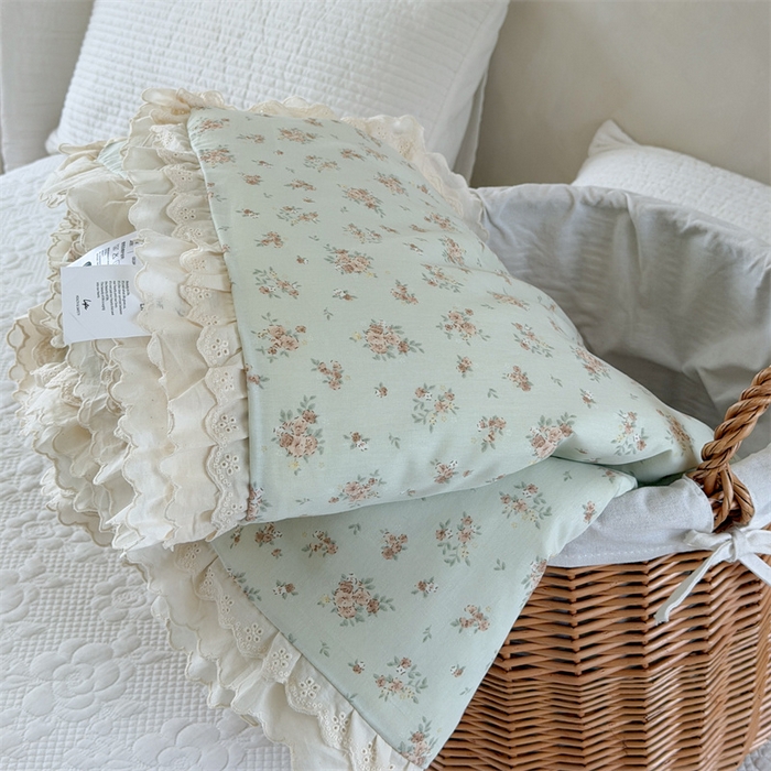 暖生活 2026新款全棉花边款大豆夏被夏凉被空调被 薄荷碎花