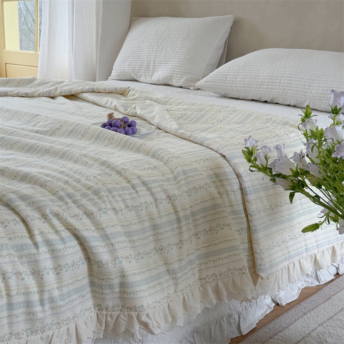 91家纺网 家纺一手货源 找家纺 暖生活 2026新款全棉花边款大豆夏被夏凉被空调被 晴日花条