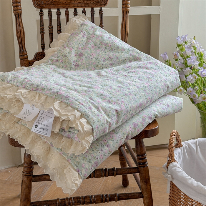91家纺网 家纺一手货源 找家纺 暖生活 2026新款全棉花边款大豆夏被夏凉被空调被 浅夏花眠