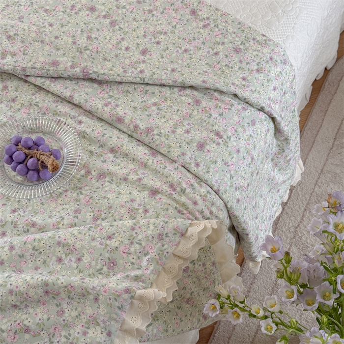 91家纺网 家纺一手货源 找家纺 暖生活 2026新款全棉花边款大豆夏被夏凉被空调被 浅夏花眠