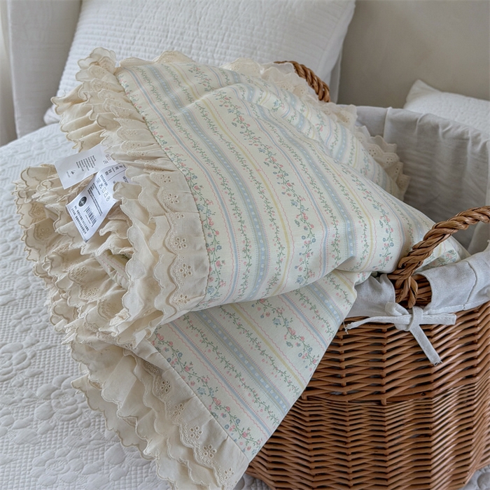 暖生活 2026新款全棉花边款大豆夏被夏凉被空调被 晴日花条