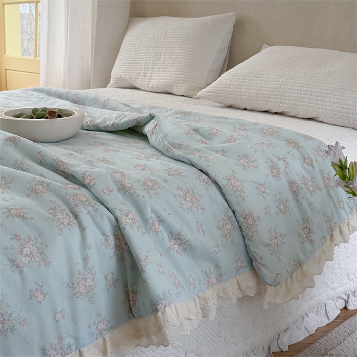 91家纺网 家纺一手货源 找家纺 暖生活 2026新款全棉花边款大豆夏被夏凉被空调被 莫奈花漾