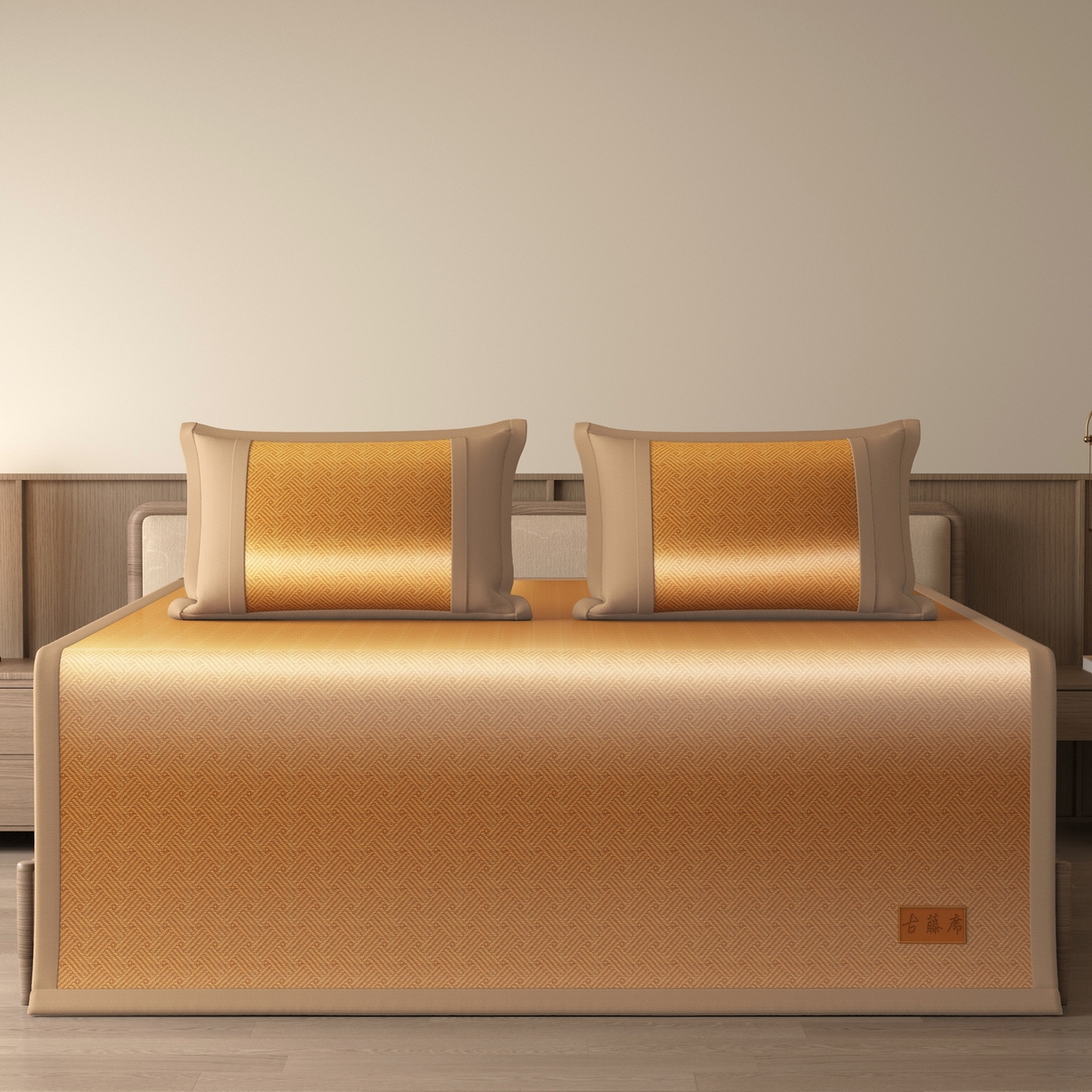 91家纺网 家纺一手货源 找家纺 宜派家纺 2026新款夏季双面可用凉感古藤席凉席席子 古藤席-黄棕