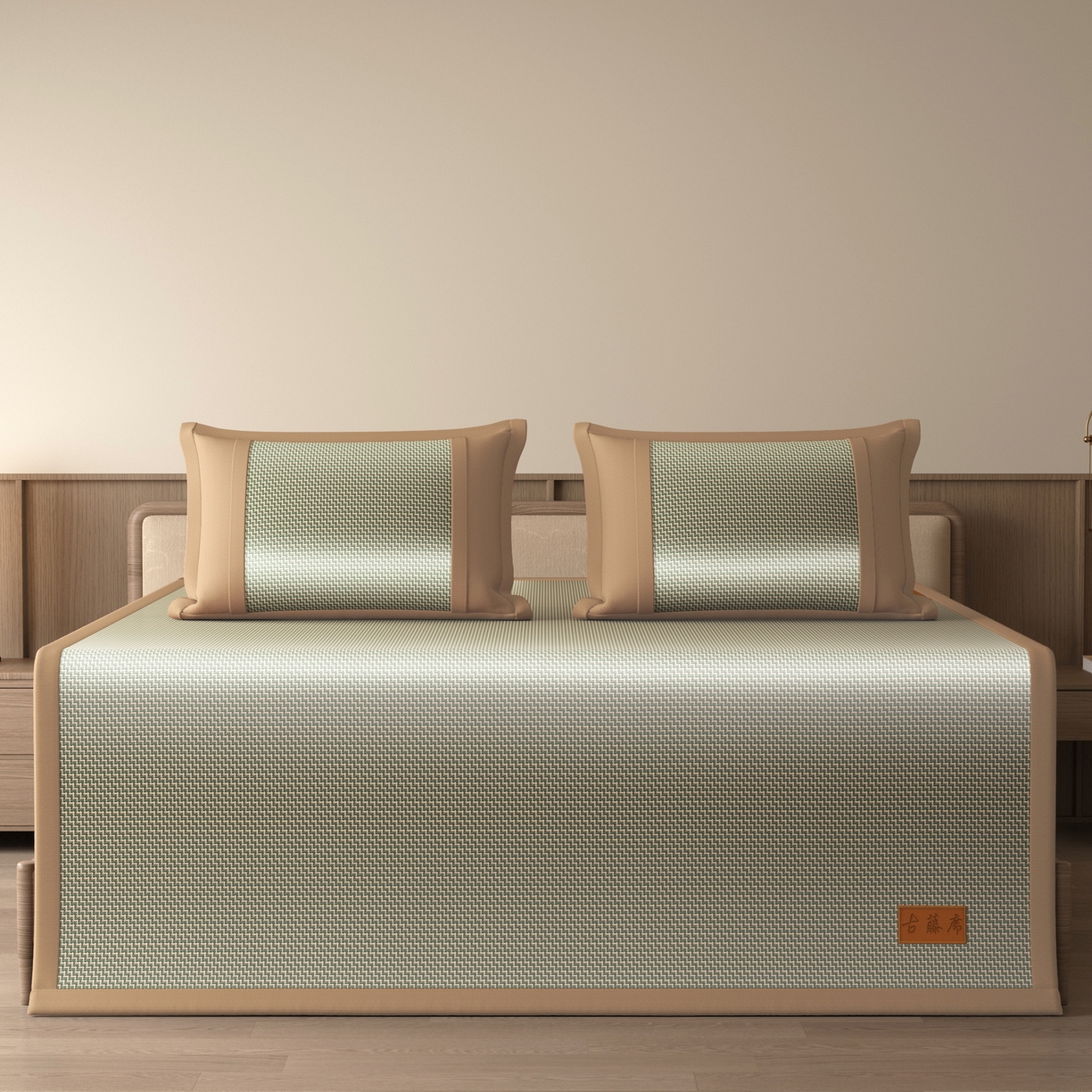 91家纺网 家纺一手货源 找家纺 宜派家纺 2026新款夏季双面可用凉感古藤席凉席席子 古藤席-灰绿