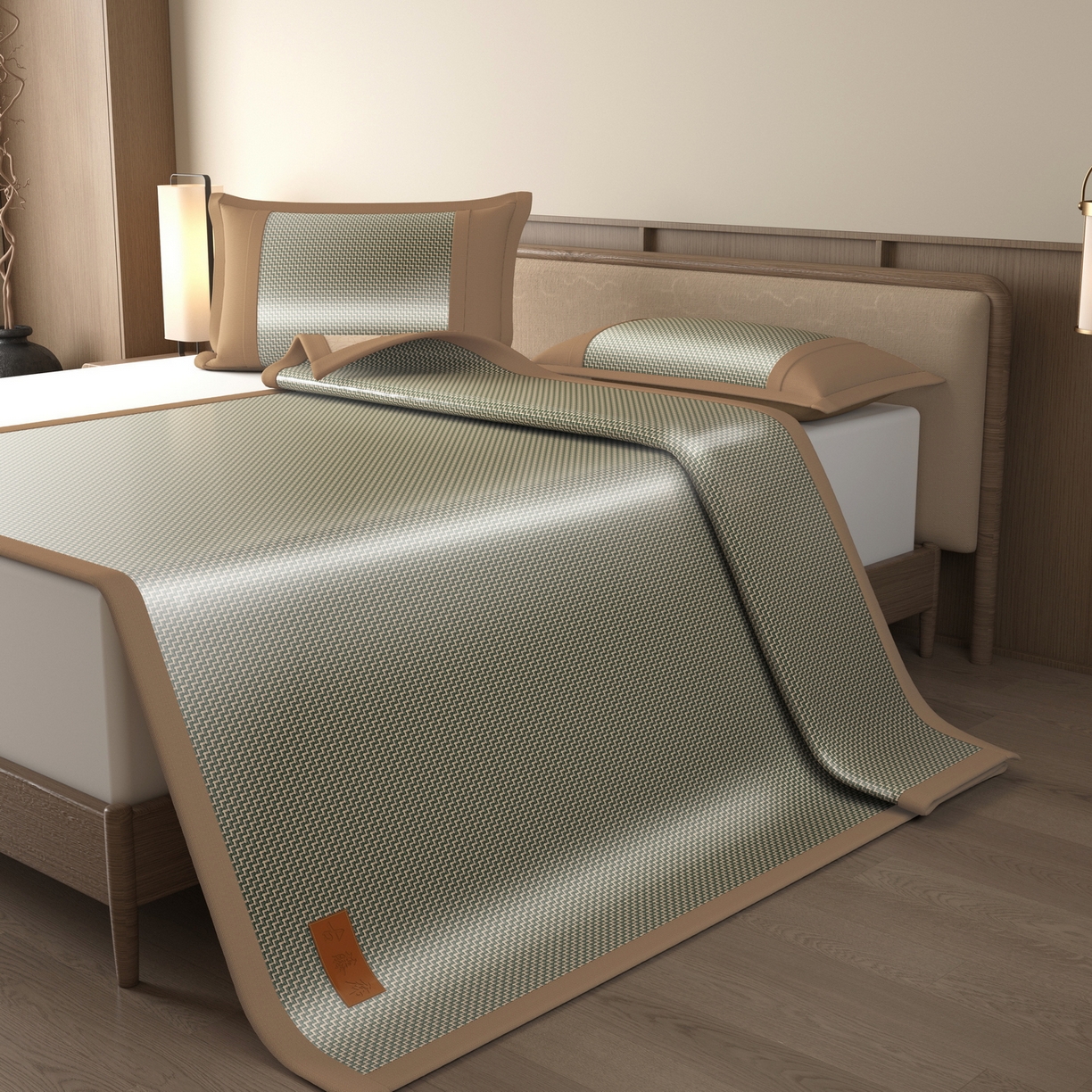 91家纺网 家纺一手货源 找家纺 宜派家纺 2026新款夏季双面可用凉感古藤席凉席席子 古藤席-灰绿