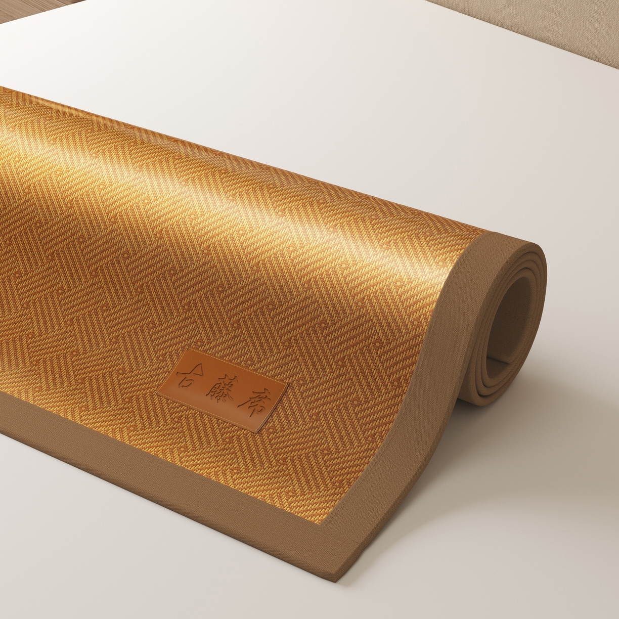 91家纺网 家纺一手货源 找家纺 宜派家纺 2026新款夏季双面可用凉感古藤席凉席席子 古藤席-黄棕