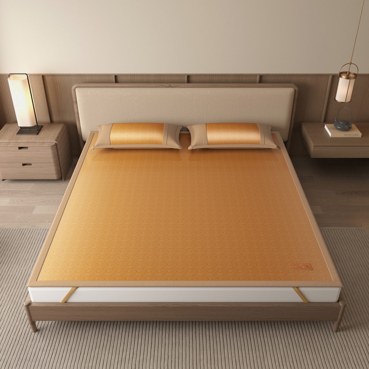 91家纺网 家纺一手货源 找家纺 宜派家纺 2026新款夏季双面可用凉感古藤席凉席席子 古藤席-黄棕