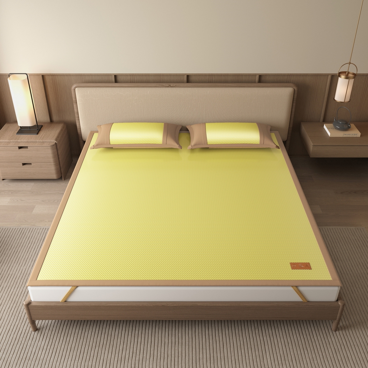 91家纺网 家纺一手货源 找家纺 宜派家纺 2026新款夏季双面可用凉感古藤席凉席席子 古藤席-柠黄