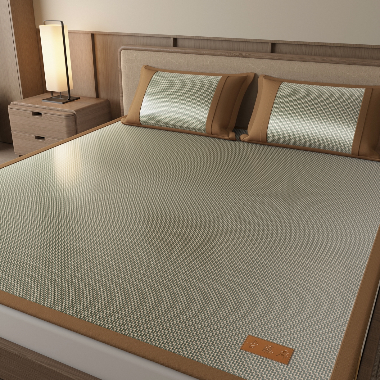 91家纺网 家纺一手货源 找家纺 宜派家纺 2026新款夏季双面可用凉感古藤席凉席席子 古藤席-灰绿