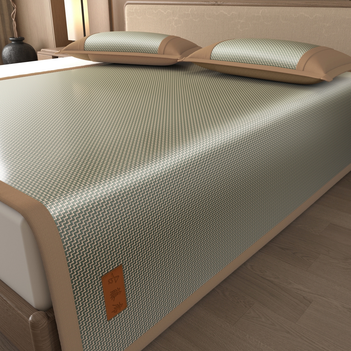 91家纺网 家纺一手货源 找家纺 宜派家纺 2026新款夏季双面可用凉感古藤席凉席席子 古藤席-灰绿