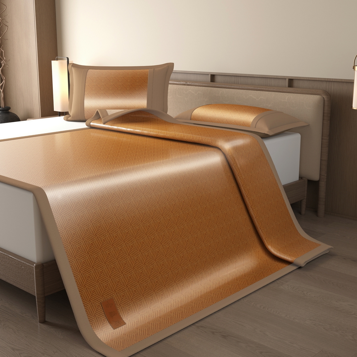 91家纺网 家纺一手货源 找家纺 宜派家纺 2026新款夏季双面可用凉感古藤席凉席席子 古藤席-黄棕