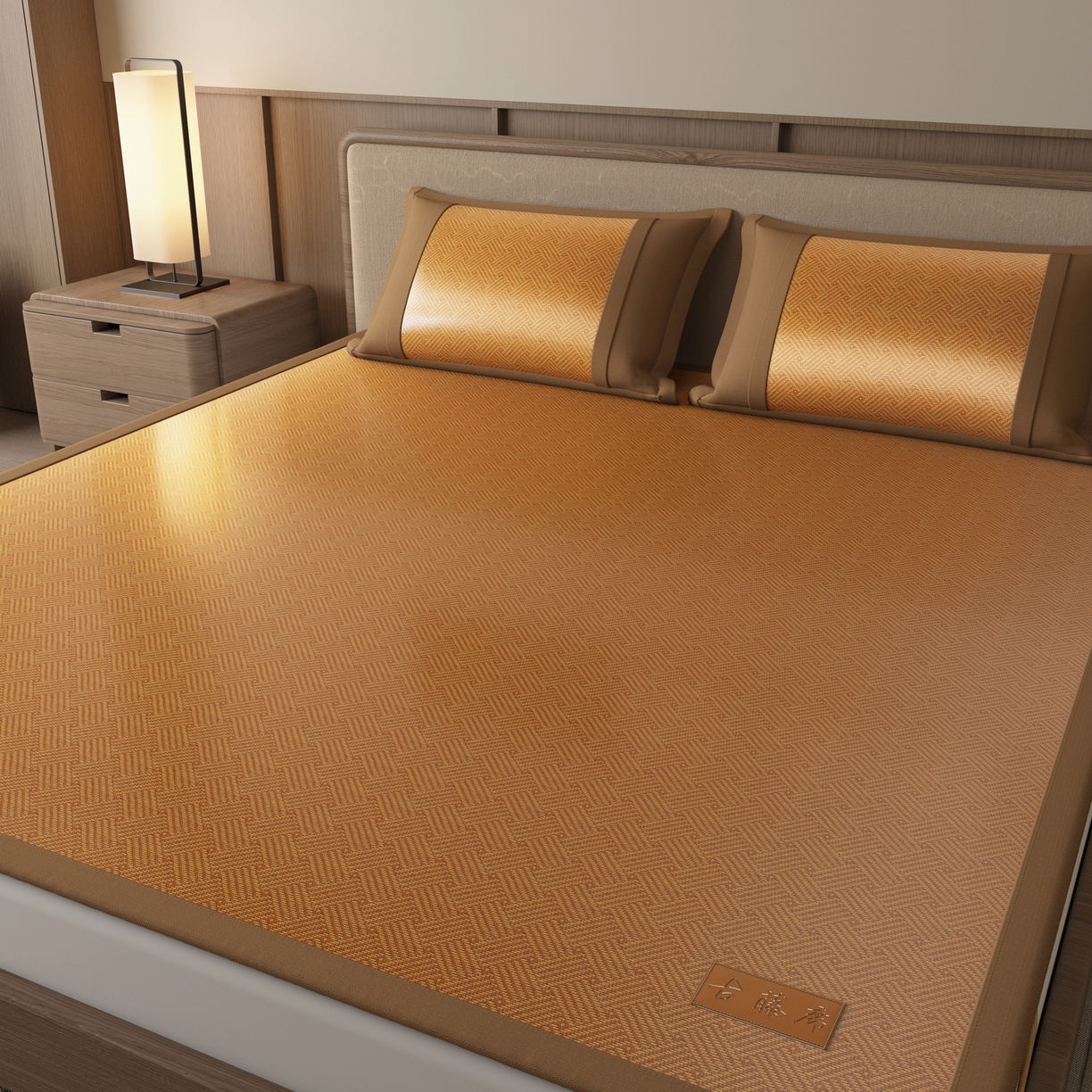 91家纺网 家纺一手货源 找家纺 宜派家纺 2026新款夏季双面可用凉感古藤席凉席席子 古藤席-黄棕