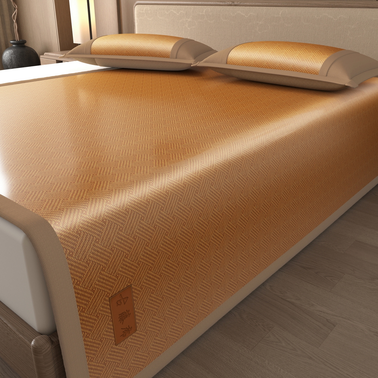 91家纺网 家纺一手货源 找家纺 宜派家纺 2026新款夏季双面可用凉感古藤席凉席席子 古藤席-黄棕