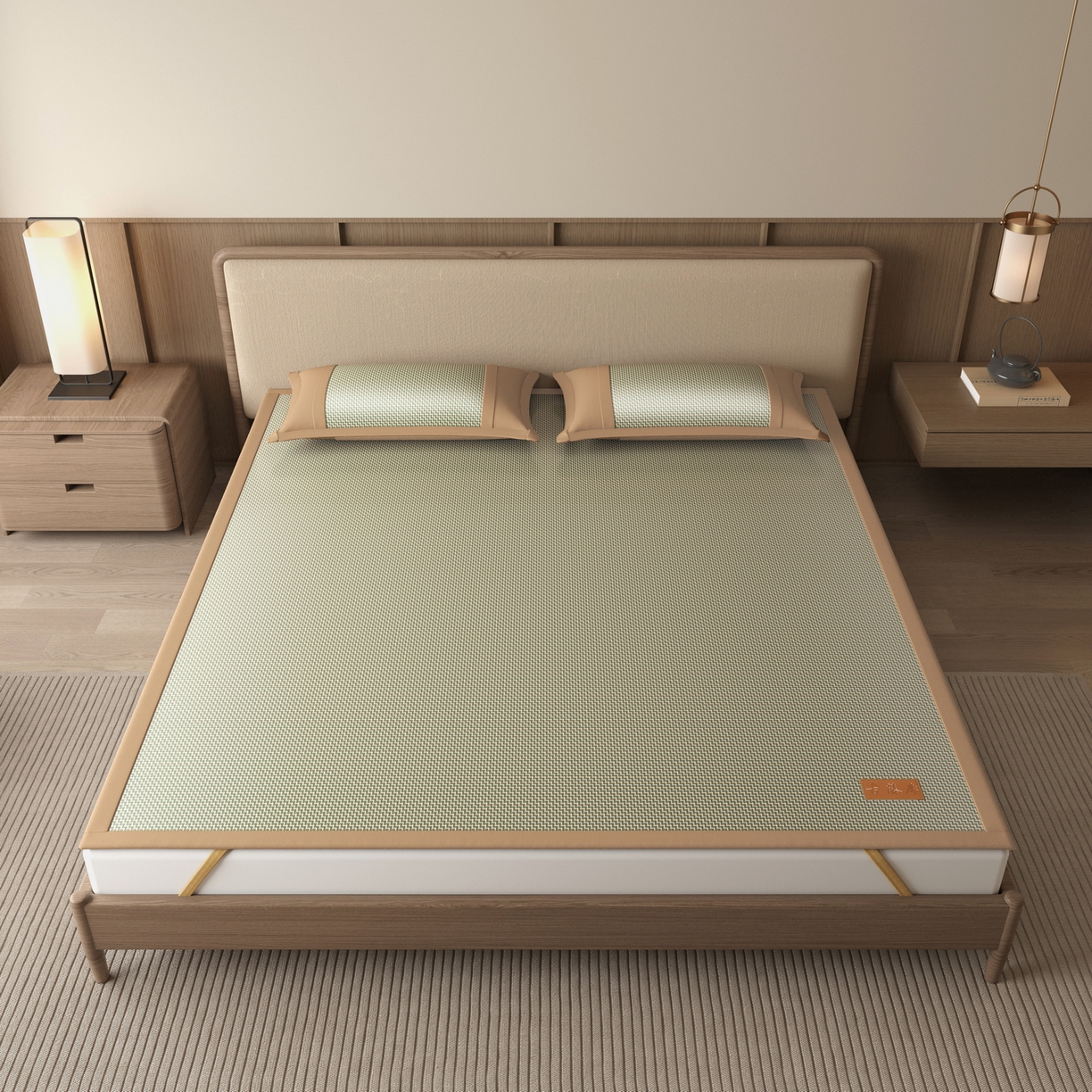 91家纺网 家纺一手货源 找家纺 宜派家纺 2026新款夏季双面可用凉感古藤席凉席席子 古藤席-灰绿