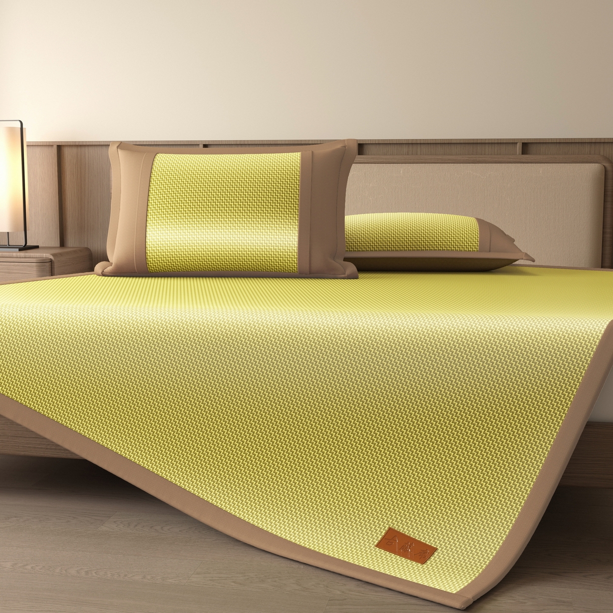 91家纺网 家纺一手货源 找家纺 宜派家纺 2026新款夏季双面可用凉感古藤席凉席席子 古藤席-柠黄