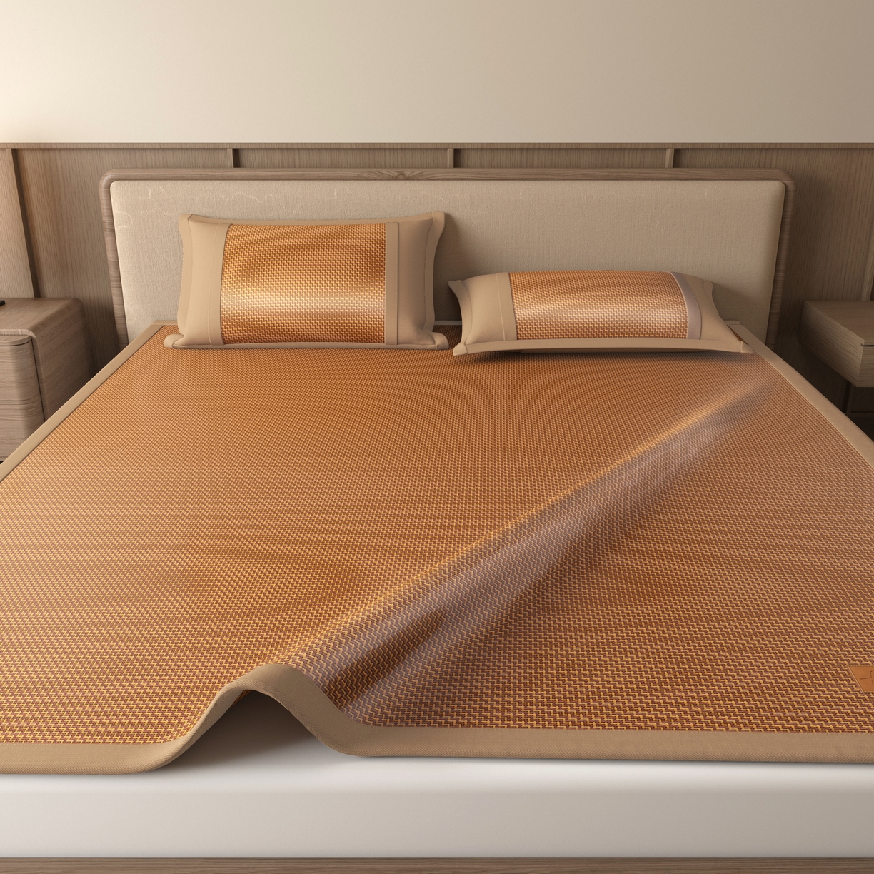 91家纺网 家纺一手货源 找家纺 宜派家纺 2026新款夏季双面可用凉感古藤席凉席席子 古藤席-红棕