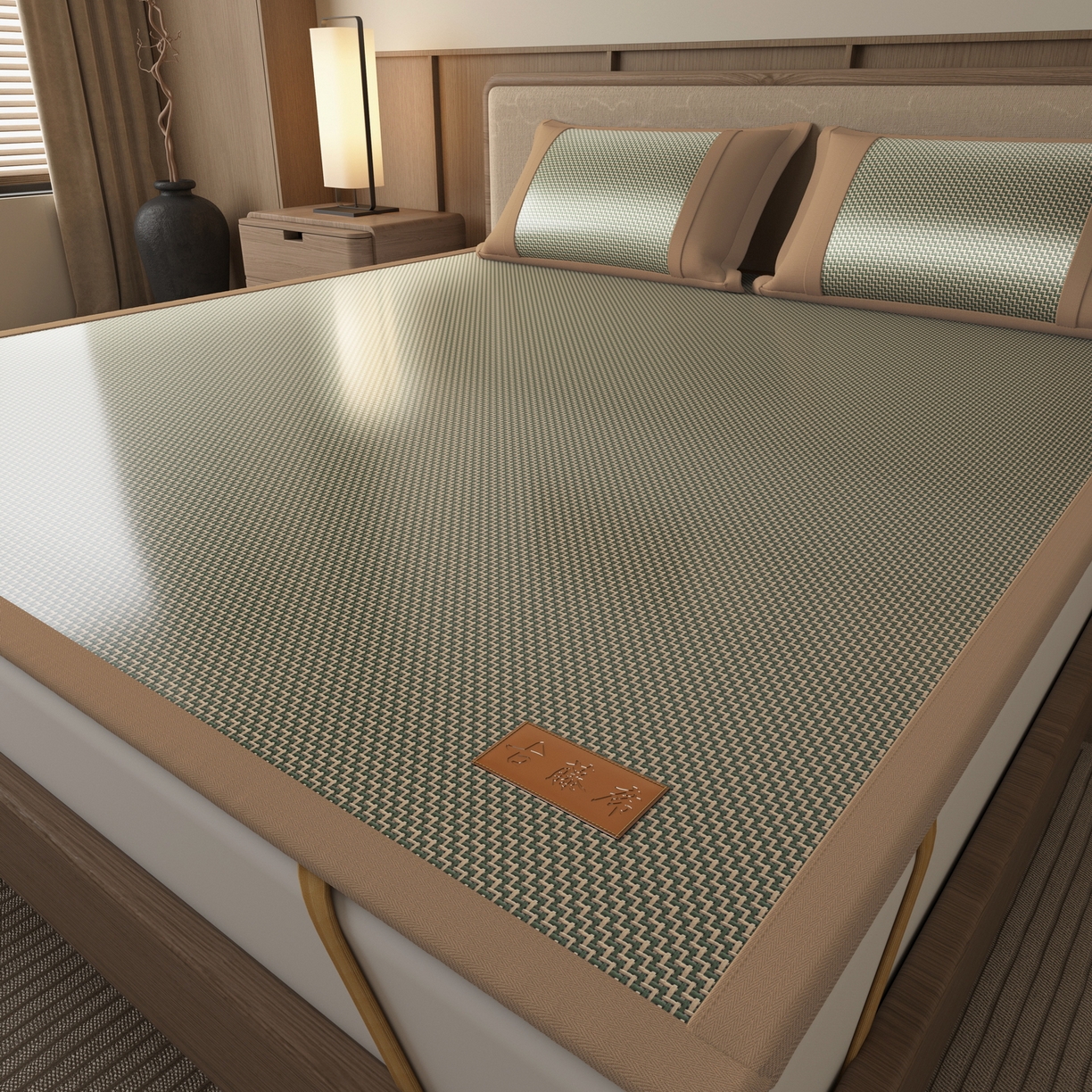 宜派家纺 2026新款夏季双面可用凉感古藤席凉席席子 古藤席-灰绿