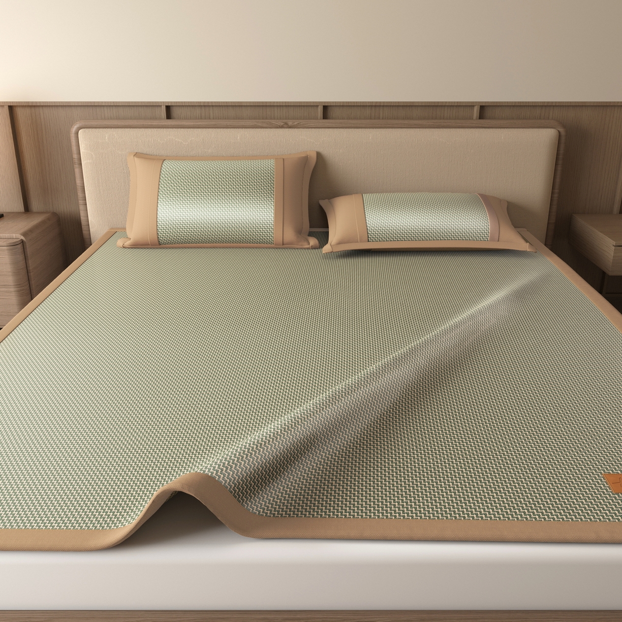 91家纺网 家纺一手货源 找家纺 宜派家纺 2026新款夏季双面可用凉感古藤席凉席席子 古藤席-灰绿