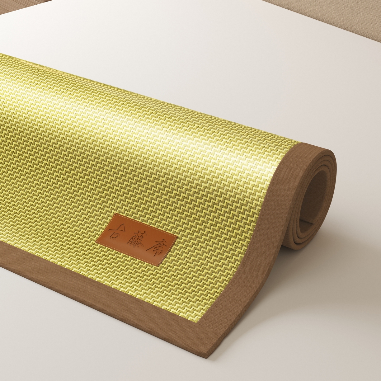 91家纺网 家纺一手货源 找家纺 宜派家纺 2026新款夏季双面可用凉感古藤席凉席席子 古藤席-柠黄