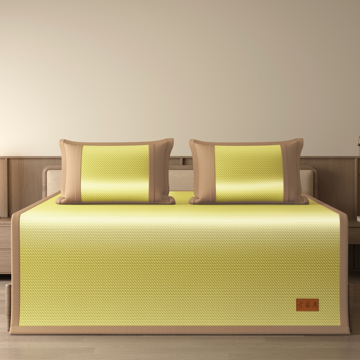 91家纺网 家纺一手货源 找家纺 宜派家纺 2026新款夏季双面可用凉感古藤席凉席席子 古藤席-柠黄