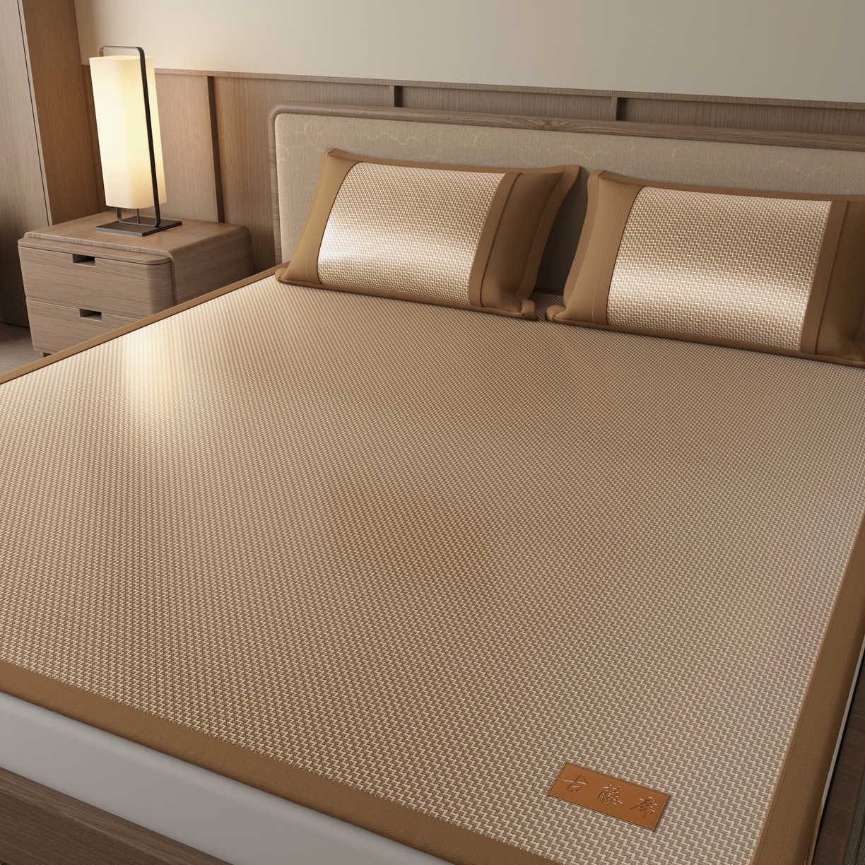 91家纺网 家纺一手货源 找家纺 宜派家纺 2026新款夏季双面可用凉感古藤席凉席席子 古藤席-卡其