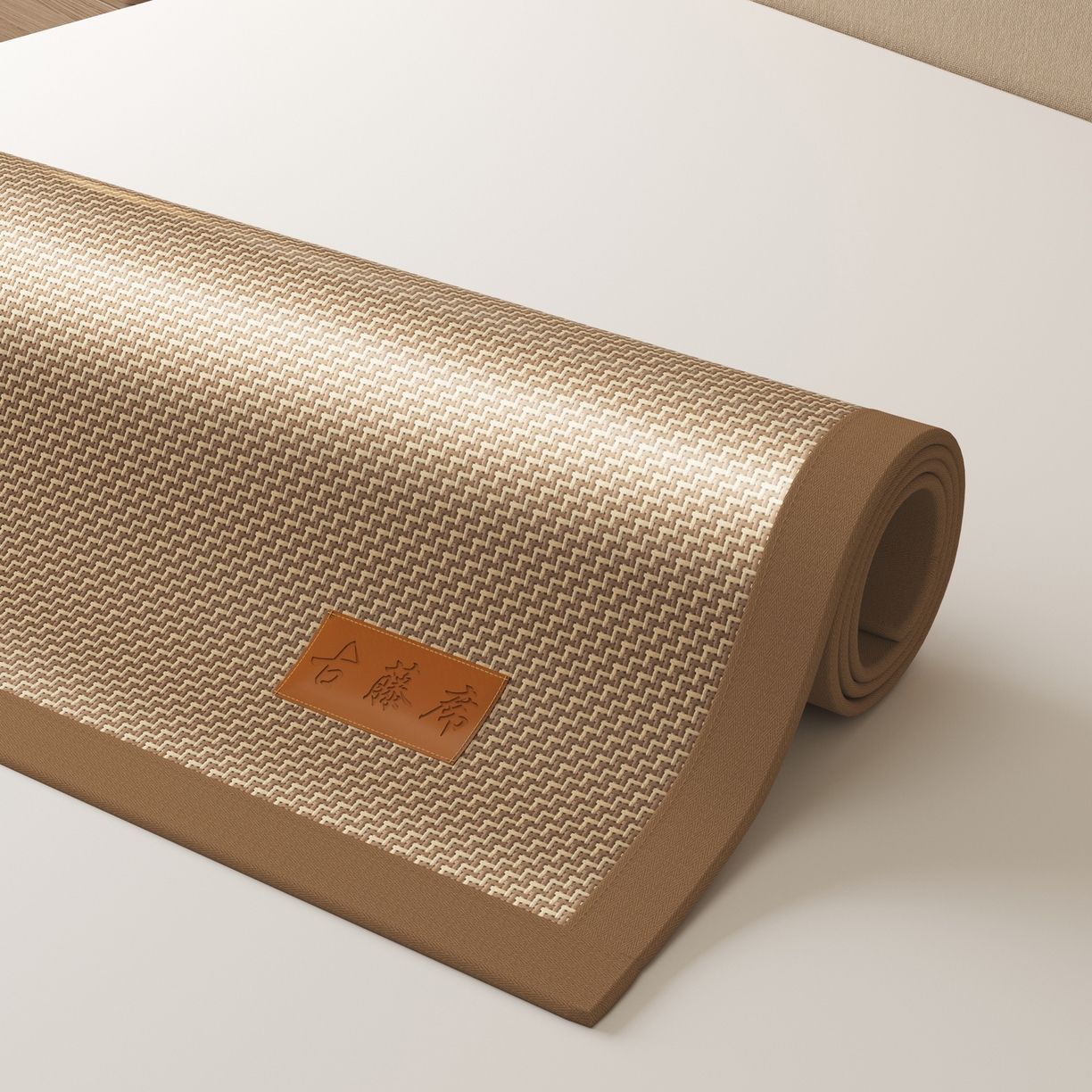 91家纺网 家纺一手货源 找家纺 宜派家纺 2026新款夏季双面可用凉感古藤席凉席席子 古藤席-卡其