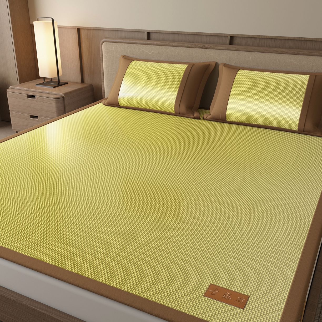 91家纺网 家纺一手货源 找家纺 宜派家纺 2026新款夏季双面可用凉感古藤席凉席席子 古藤席-柠黄