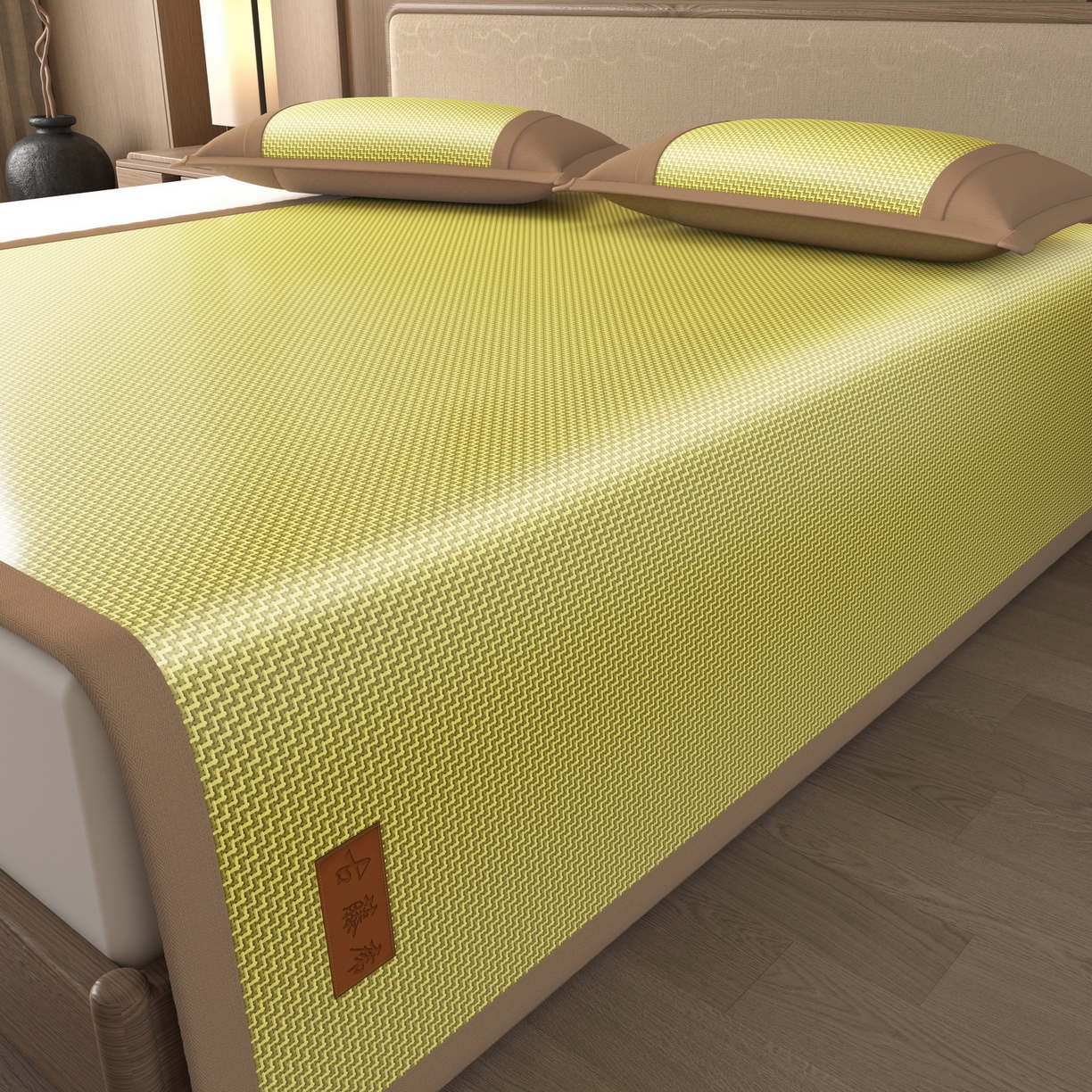 91家纺网 家纺一手货源 找家纺 宜派家纺 2026新款夏季双面可用凉感古藤席凉席席子 古藤席-柠黄