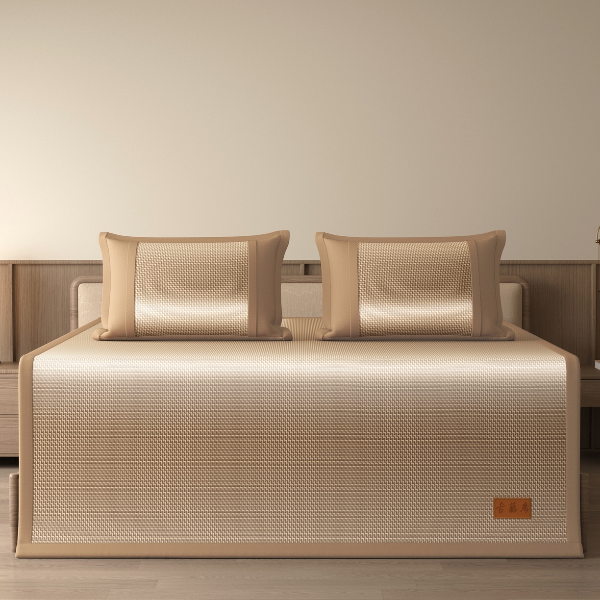 91家纺网 家纺一手货源 找家纺 宜派家纺 2026新款夏季双面可用凉感古藤席凉席席子 古藤席-卡其