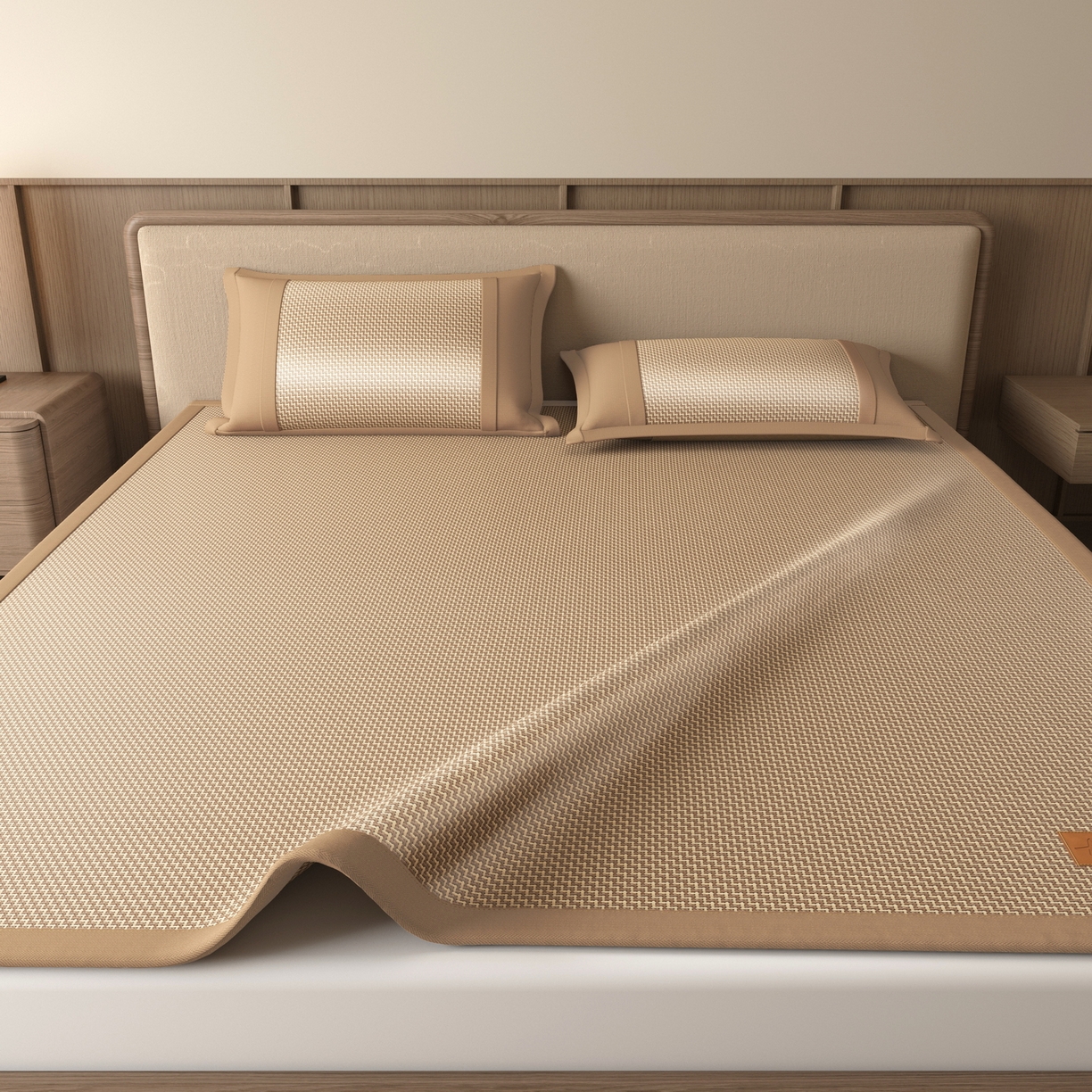 91家纺网 家纺一手货源 找家纺 宜派家纺 2026新款夏季双面可用凉感古藤席凉席席子 古藤席-卡其