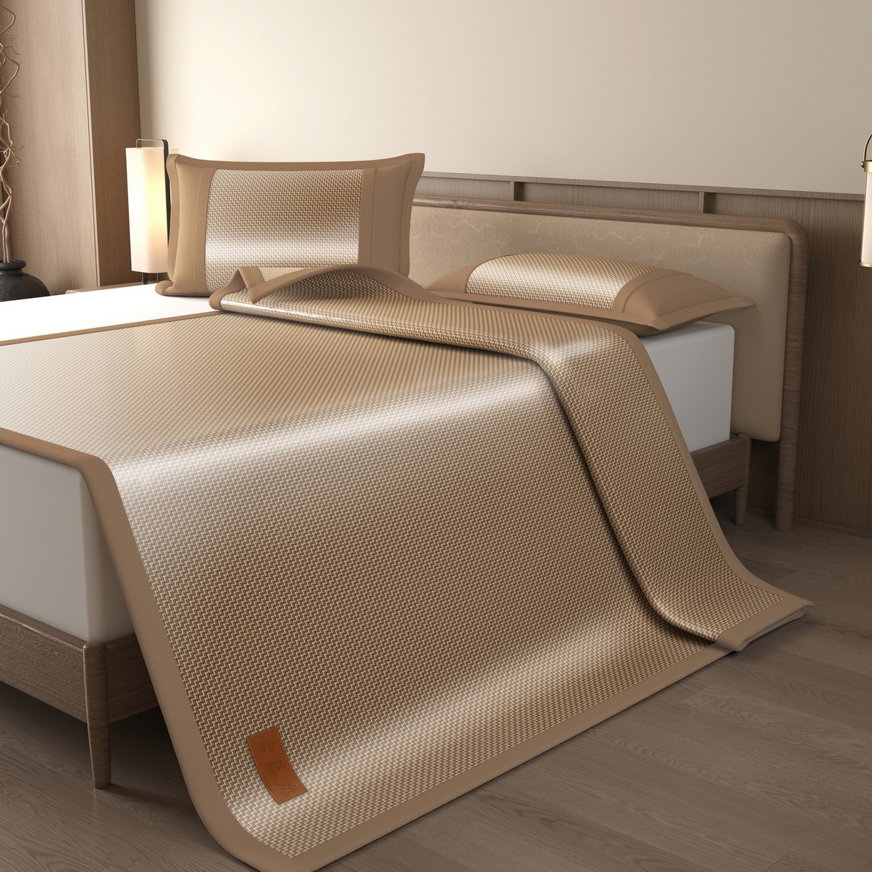 91家纺网 家纺一手货源 找家纺 宜派家纺 2026新款夏季双面可用凉感古藤席凉席席子 古藤席-卡其