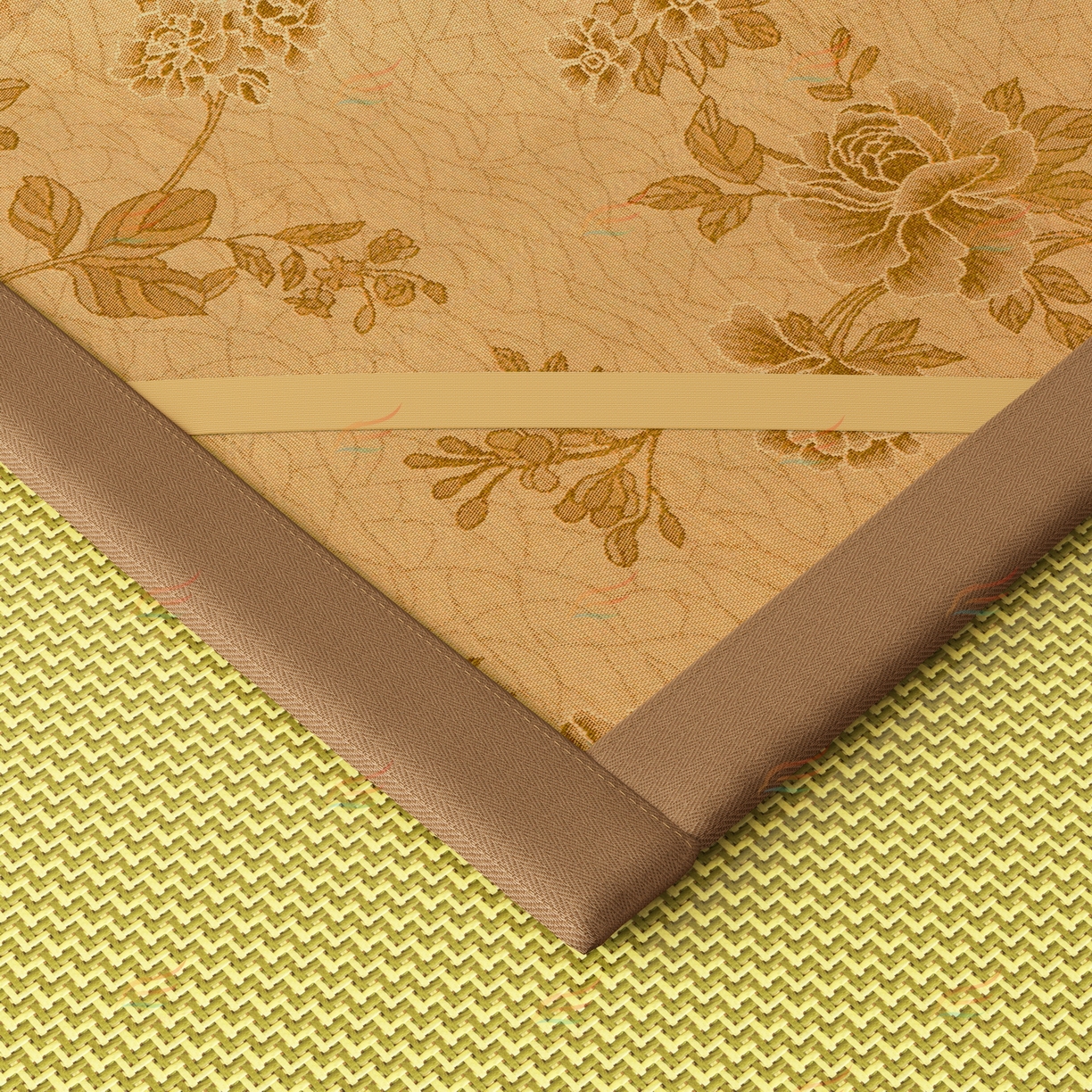 91家纺网 家纺一手货源 找家纺 宜派家纺 2026新款夏季双面可用凉感古藤席凉席席子 古藤席-柠黄