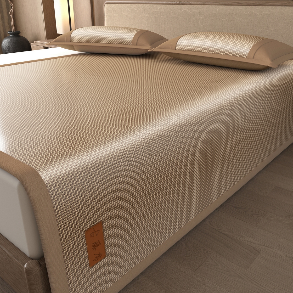 91家纺网 家纺一手货源 找家纺 宜派家纺 2026新款夏季双面可用凉感古藤席凉席席子 古藤席-卡其