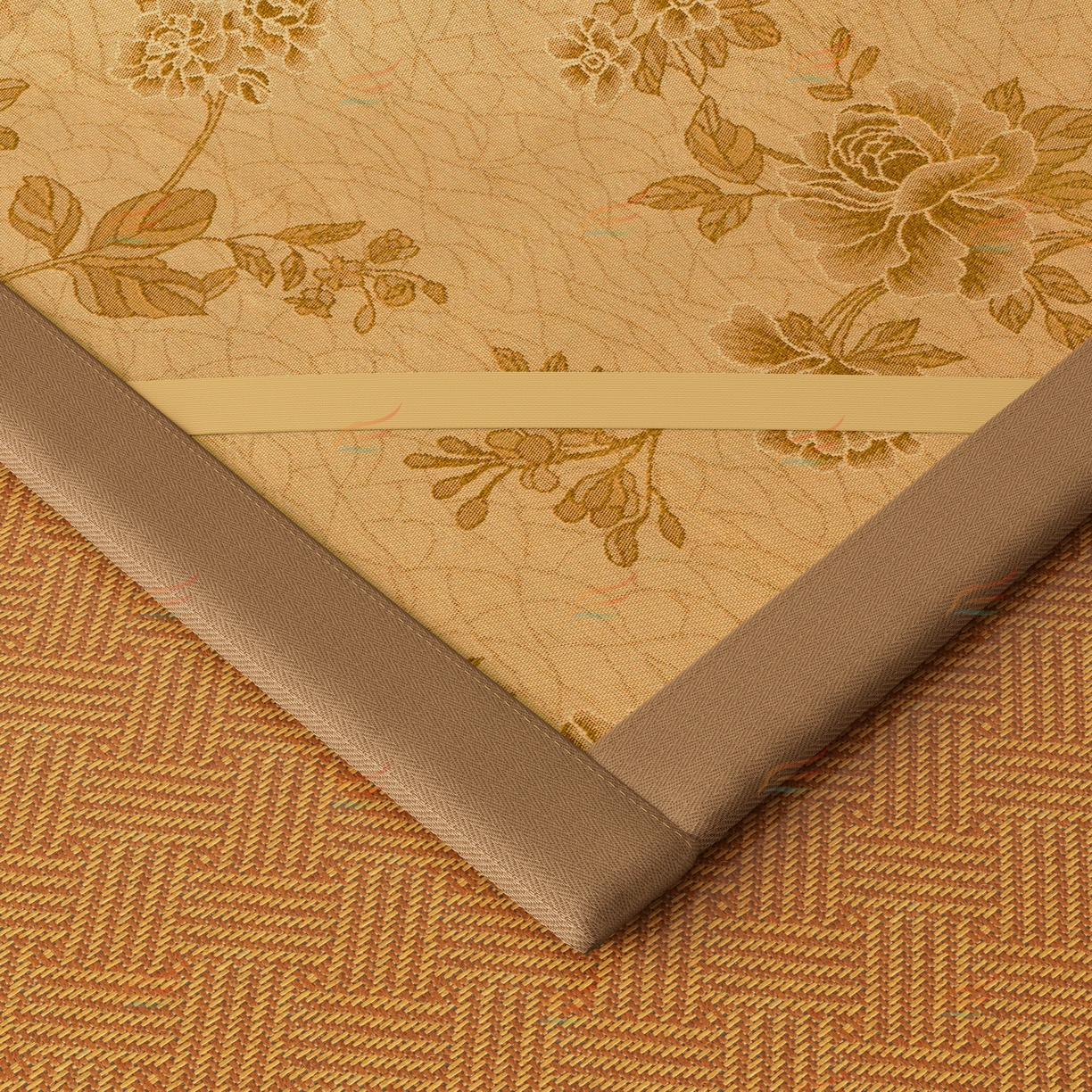 91家纺网 家纺一手货源 找家纺 宜派家纺 2026新款夏季双面可用凉感古藤席凉席席子 古藤席-黄棕