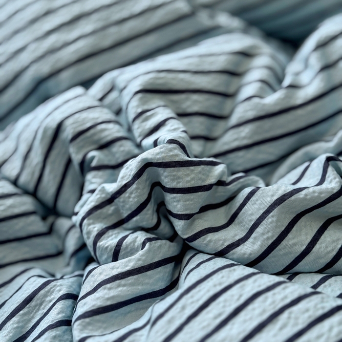 91家纺网 家纺一手货源 找家纺 阿曼达 2026春夏新款简约美式条纹混搭四件套 美式休闲-海盐棕