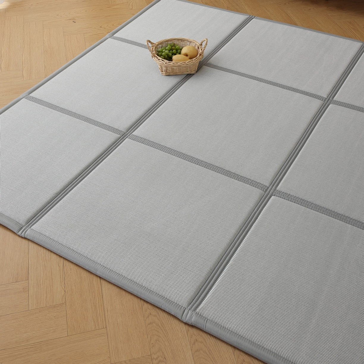 91家纺网 家纺一手货源 找家纺 （总）席世家 2026新款折叠冰藤九宫格地垫