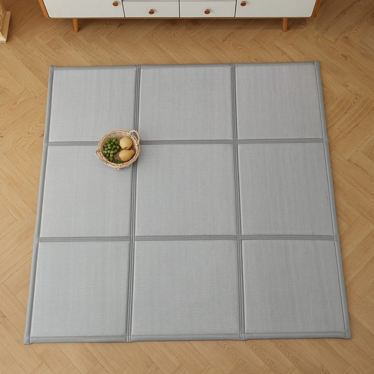 91家纺网 家纺一手货源 找家纺 （总）席世家 2026新款折叠冰藤九宫格地垫