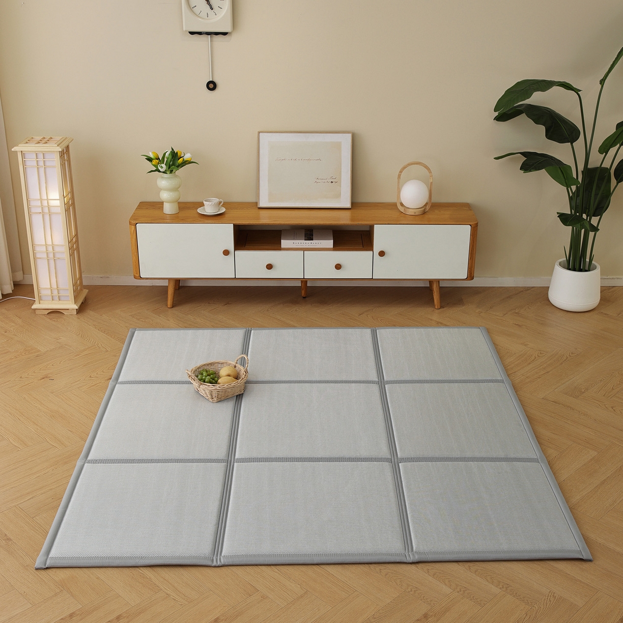 91家纺网 家纺一手货源 找家纺 （总）席世家 2026新款折叠冰藤九宫格地垫