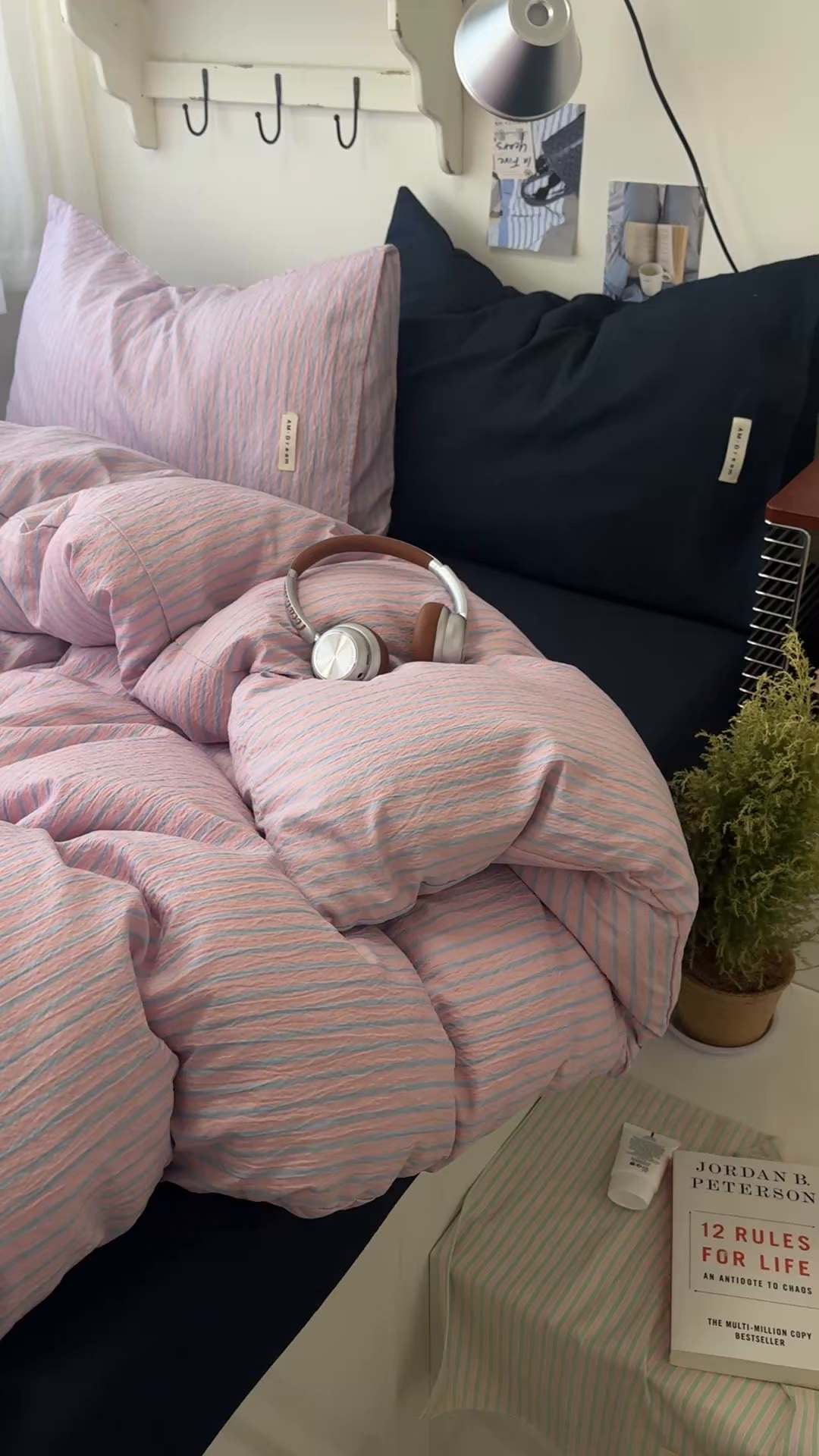 91家纺网 家纺一手货源 找家纺 阿曼达 2026春夏新款简约美式条纹混搭四件套 美式休闲-浅粉条