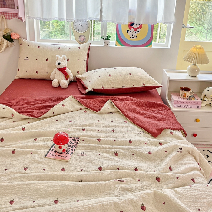 91家纺网 家纺一手货源 找家纺 （总）利禾家纺 2026春夏新款泡芙纱简约四件套夏被四件套夏凉被空调被