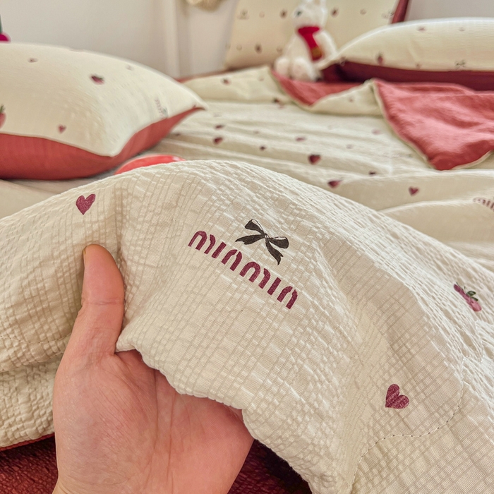 91家纺网 家纺一手货源 找家纺 （总）利禾家纺 2026春夏新款泡芙纱简约四件套夏被四件套夏凉被空调被