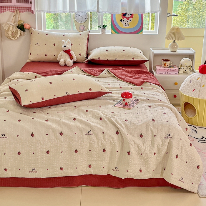 91家纺网 家纺一手货源 找家纺 （总）利禾家纺 2026春夏新款泡芙纱简约四件套夏被四件套夏凉被空调被