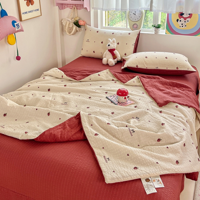 91家纺网 家纺一手货源 找家纺 （总）利禾家纺 2026春夏新款泡芙纱简约四件套夏被四件套夏凉被空调被